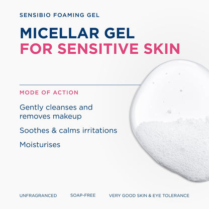 Bioderma Sensibio Foaming Gel Gentle Face Cleanser, Cleansing and Makeup Removing Refreshing Feeling for Sensitive Skin, Unscented, 16.9 Fl Oz - Available at All In One Marketplace Canada