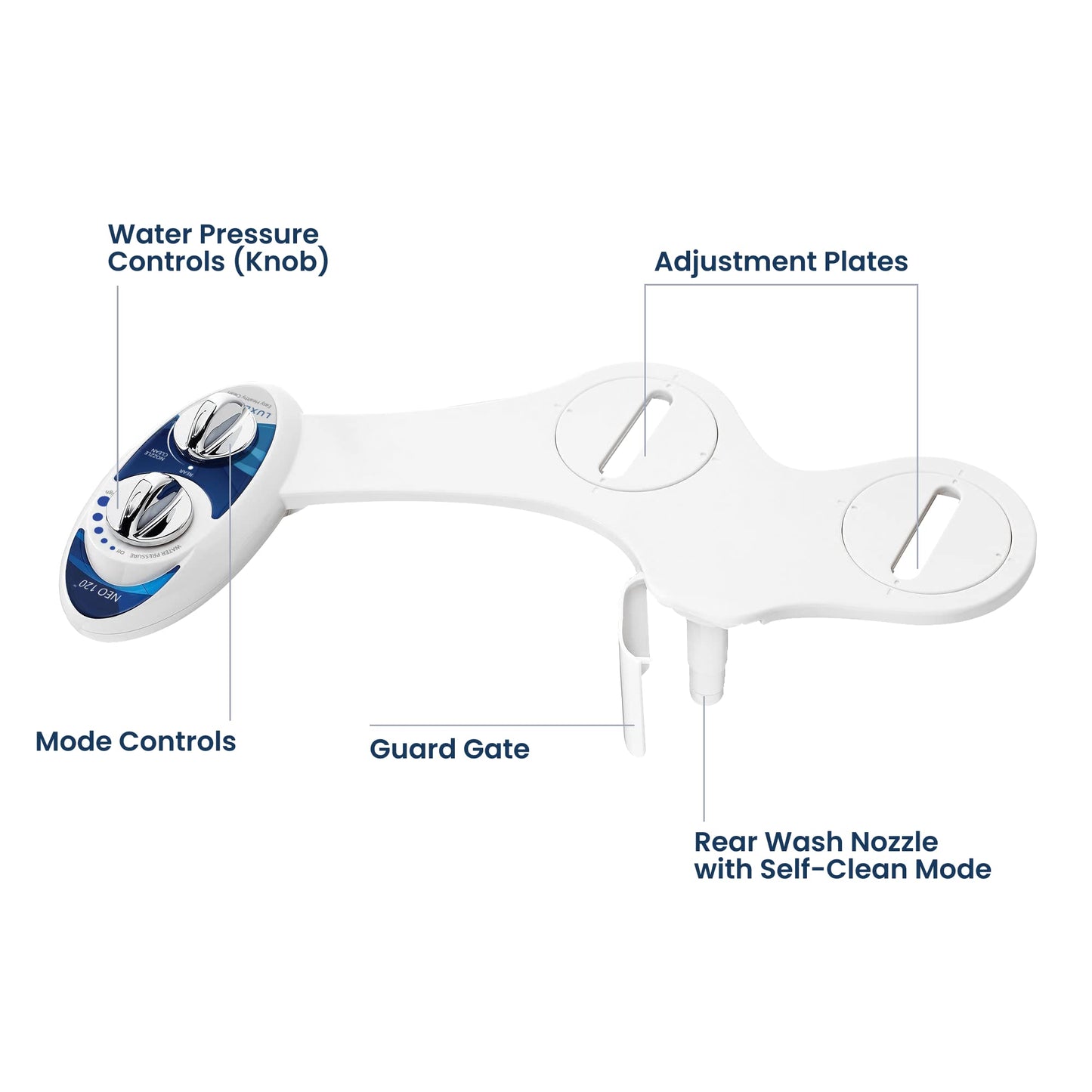 LUXE Bidet NEO 120 - Bidet Attachment for Toilet Seat, Blue