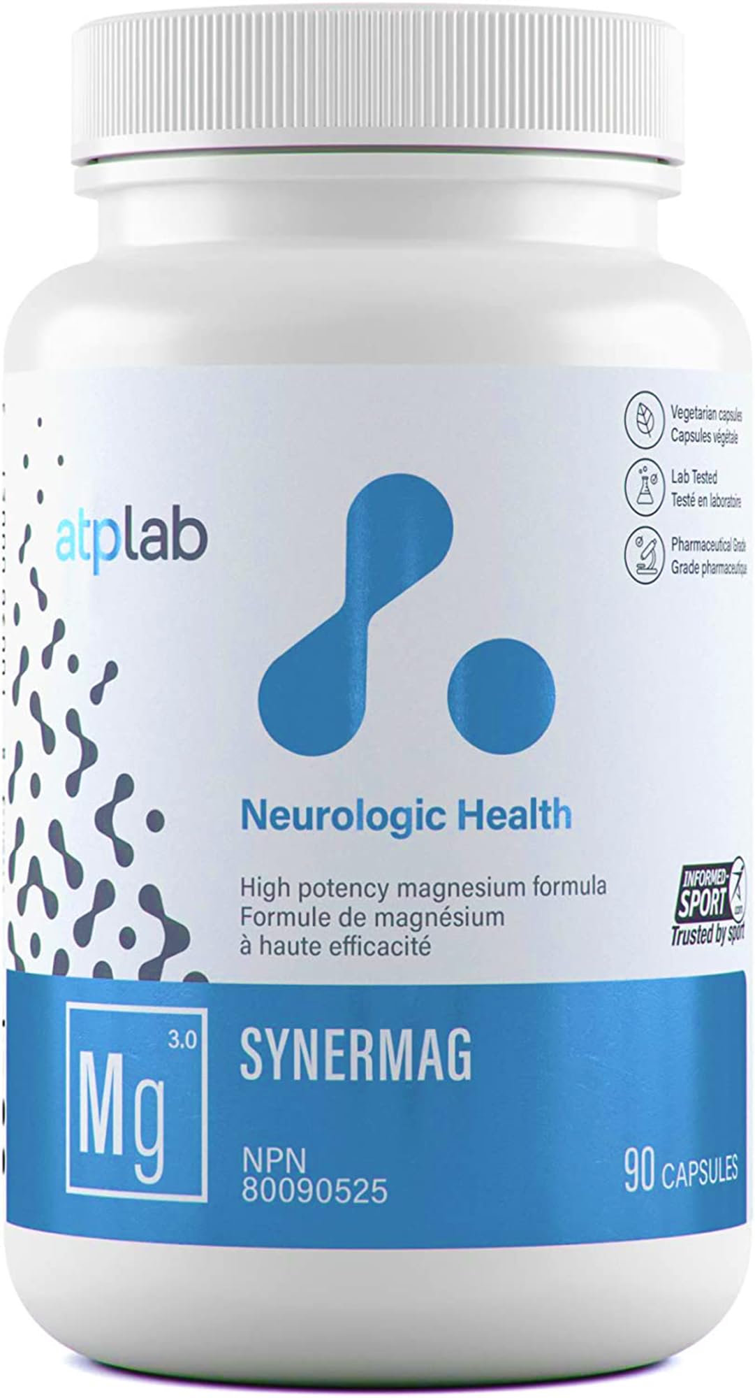 ATP LAB - Synermag 90 Capsules 90-Day Supply - High potency Magnesium Bisglycinate, Malate, Taurine & Vitamin B6 - Bone Health Supplement - Muscle Health & Teeth Health - Available at All In One Marketplace Canada