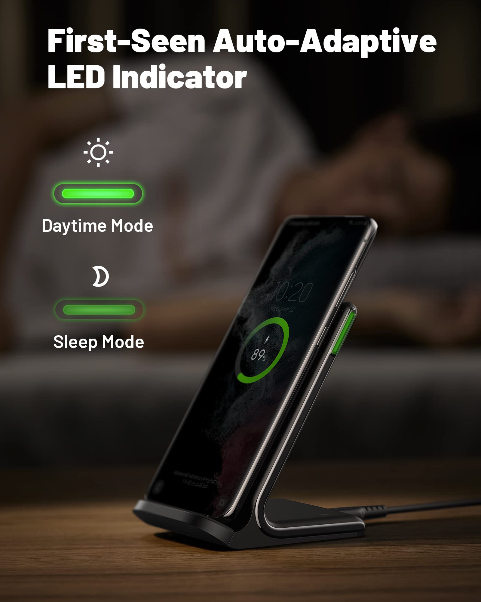 Wireless Charger, INIU [2 Pack] 15W Fast Wireless Charging Stand, Wireless Charging Station with Sleep-Friendly Adaptive Light for iPhone 17 16 15 14 13 12 Pro Max Samsung Galaxy S23 S22 - Available at All In One Marketplace Canada