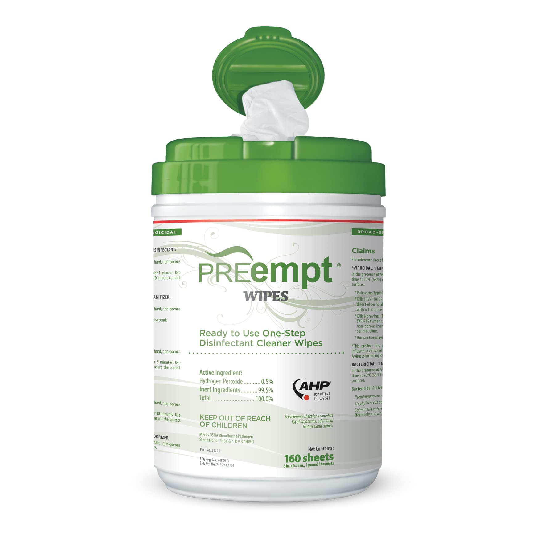 PREempt One Step Disinfectant Cleaner Wipes - All Purpose Wipes for Salons, Spas, Clinics, Studios - Wipes Canister (1 pack) - Available at All In One Marketplace Canada