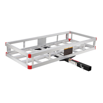 MaxxHaul 70108 49 Inch x 22.5 Inch Hitch Cargo Carrier - Trailer Hitch Mount Aluminum Cargo Carrier With High Side Rails For RV's, Trucks, SUV's, Vans, Cars With 2 Inch Hitch Receiver - 500-lb Load Capacity , Grey MAXXHAUL