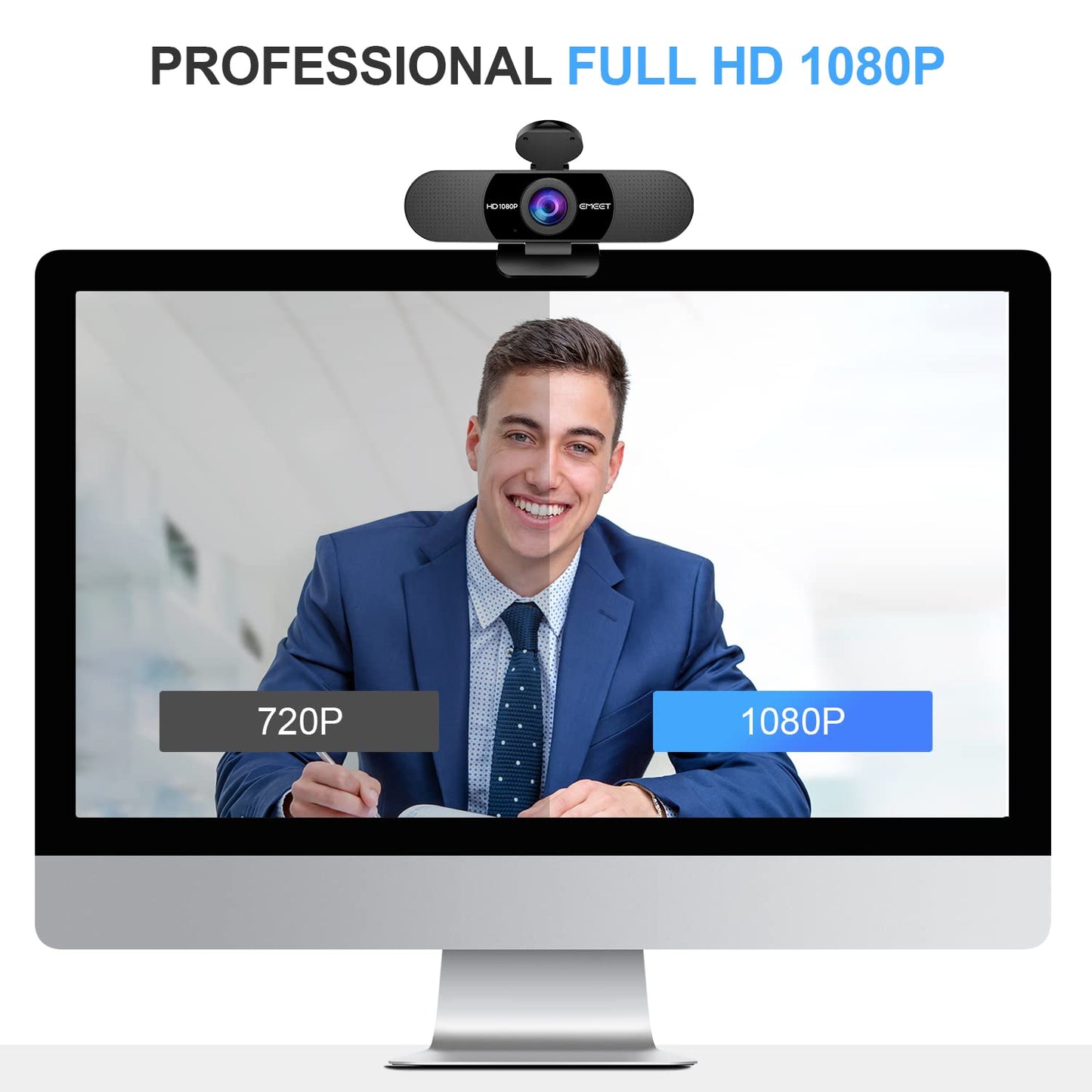 EMEET 1080P Webcam with Microphone, C960 Web Camera, 2 Mics Streaming Webcam, 90°FOV Computer Camera, Plug and Play USB Web Cam for Online Calling/Conferencing, Zoom/Teams/Facetime/YouTube, Laptop/PC - Available at All In One Marketplace Canada