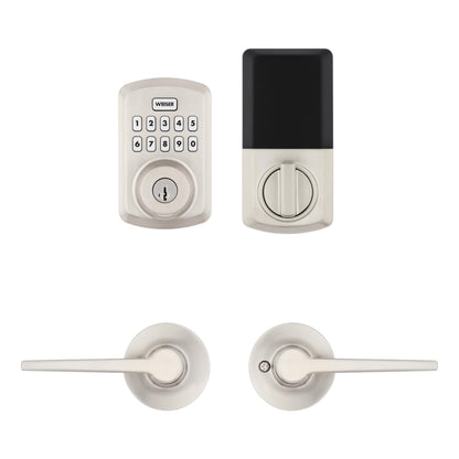 Weiser Powerbolt 3 x Daylon Combo Pack, Keyless Entry Door Lock/Deadbolt with Door Handle/Lever in Satin Nickel, 10-Button Keypad Door Lock, Electronic Door Locks for Front Door 🍁 All In One Marketplace Canada