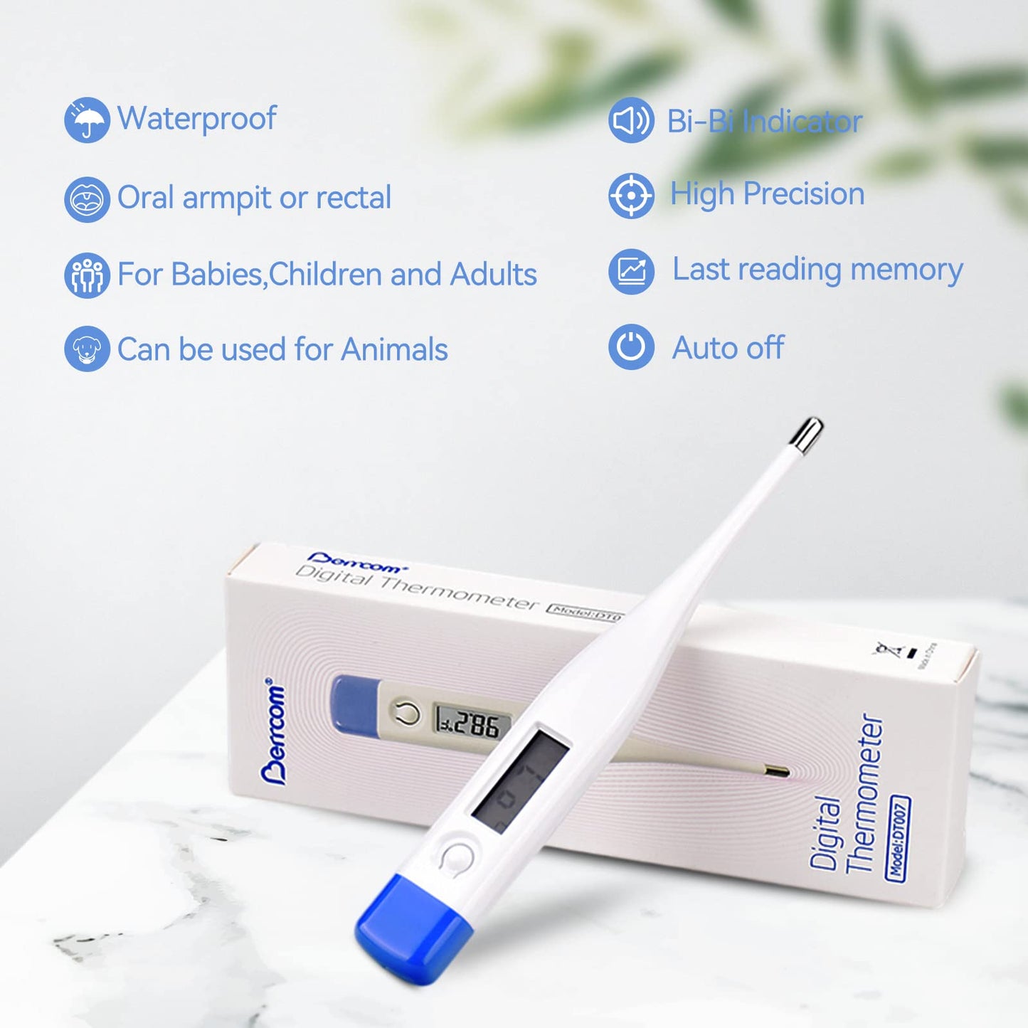 Berrcom Digital Thermometer for Adults and Kids, Oral and Underarm Thermometer for Fever with 30 Seconds Fast Reading, C/F Switchable Rectal Thermometer for Babies