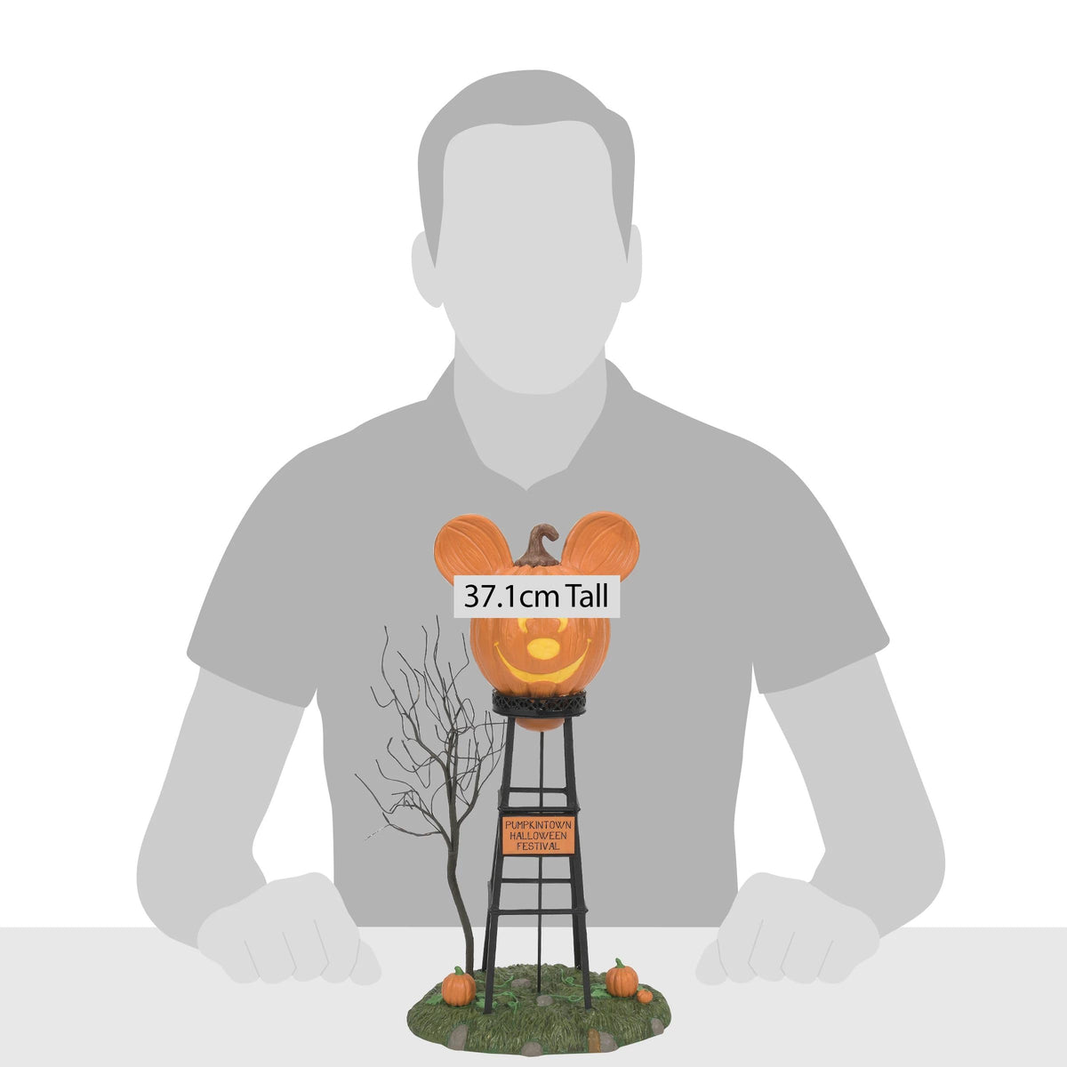 Department 56 Disney Village Halloween Pumpkintown Accessories Mickey Mouse Water Tower Figurine, 12.01 Inch, Multicolor