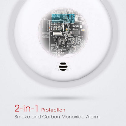 Combination Smoke and Carbon Monoxide Detector Alarm, Beeps Warning Smoke Co Alarm Clock for Travel Home Bedroom Living Room Basement Attics Cars, Battery Operated, Comply with UL 217/UL 2034, 1 Pack