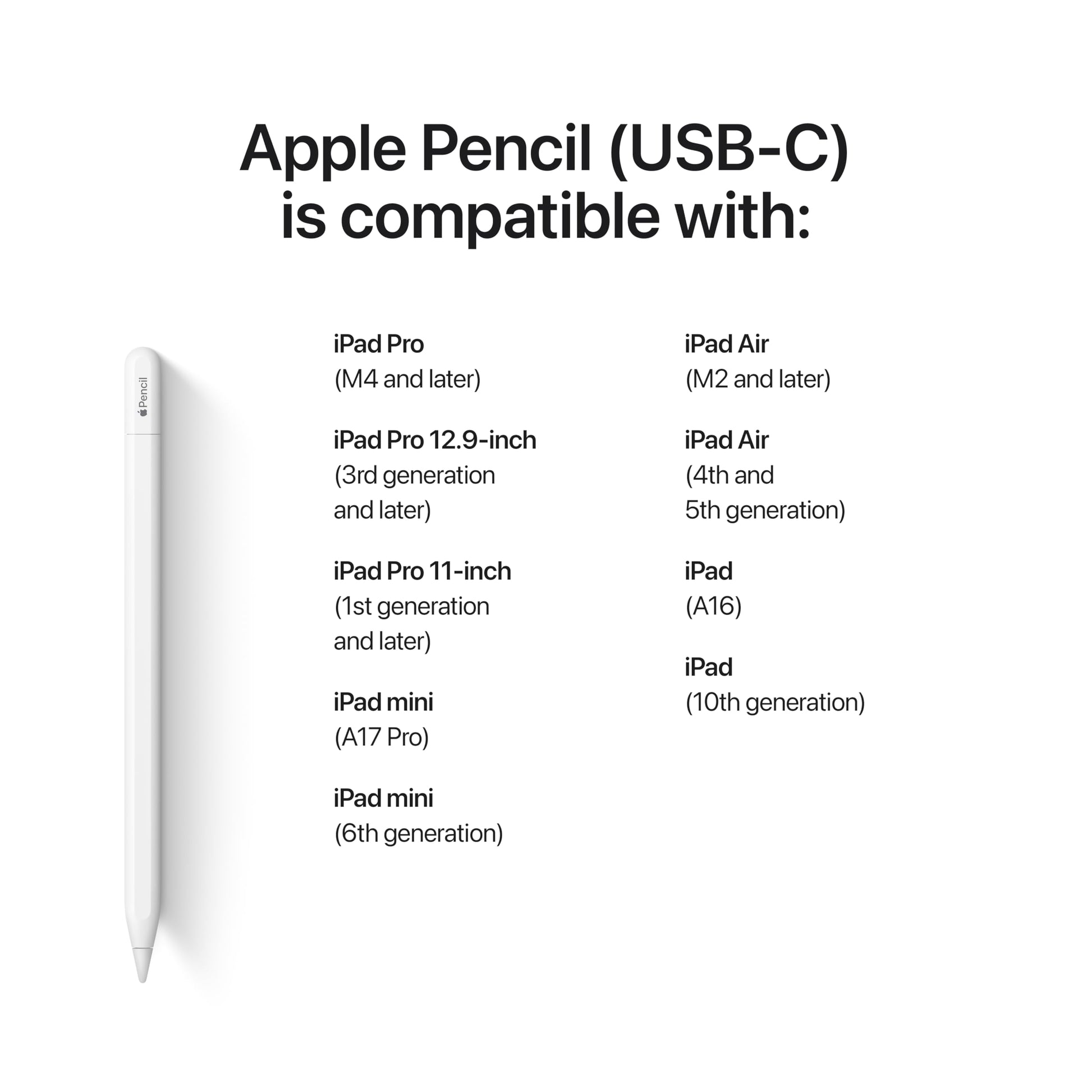 Apple Pencil (USB-C): Device Compatibility Check Required - Pixel-Perfect Precision, Tilt Sensitivity, Perfect for Note-Taking, Drawing, and Signing Documents. Charges and Pairs with USB-C - Available at All In One Marketplace Canada