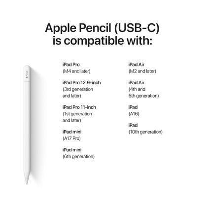 Apple Pencil (USB-C): Device Compatibility Check Required - Pixel-Perfect Precision, Tilt Sensitivity, Perfect for Note-Taking, Drawing, and Signing Documents. Charges and Pairs with USB-C - Available at All In One Marketplace Canada