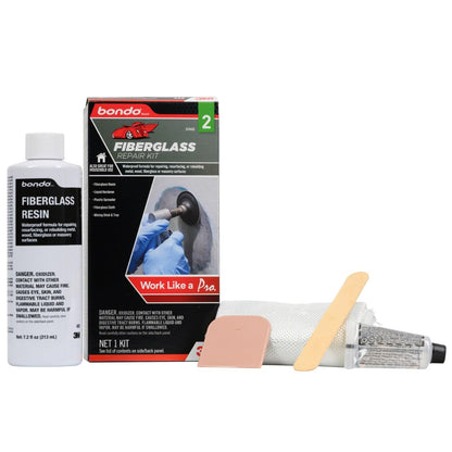 3M Bondo Fiberglass Resin Repair Kit, 0.45 Pint, Includes Fiberglass Resin, Liquid Hardener, Spreader, Fiberglass Cloth and Mixing Tray, Repair Holes & Scratches on Automobiles, Boats and More (420) 3M