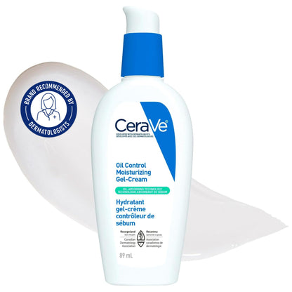 CeraVe Oil Control Moisturizing Gel-Cream for Oily & Combination Skin, 48H Hydration & 8H Shine Control, Non-Greasy, Matte Finish with Ceramides, Hyaluronic Acid & Niacinamide, Fragrance-Free, 89mL - Available at All In One Marketplace Canada