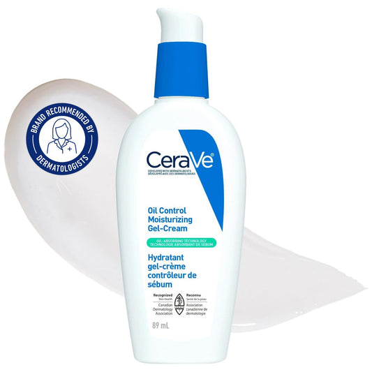 CeraVe Oil Control Moisturizing Gel-Cream for Oily & Combination Skin, 48H Hydration & 8H Shine Control, Non-Greasy, Matte Finish with Ceramides, Hyaluronic Acid & Niacinamide, Fragrance-Free, 89mL - Available at All In One Marketplace Canada