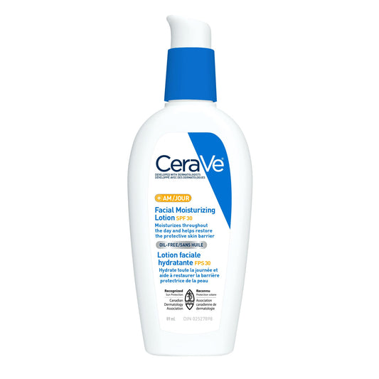CeraVe Facial Moisturizer with SPF 30. Face Sunscreen Lotion with Hyaluronic Acid, Niacinamide & Ceramides for Women & Men. Oil-free, normal to dry skin. Verified Extended Use Date, Travel Size 89ML