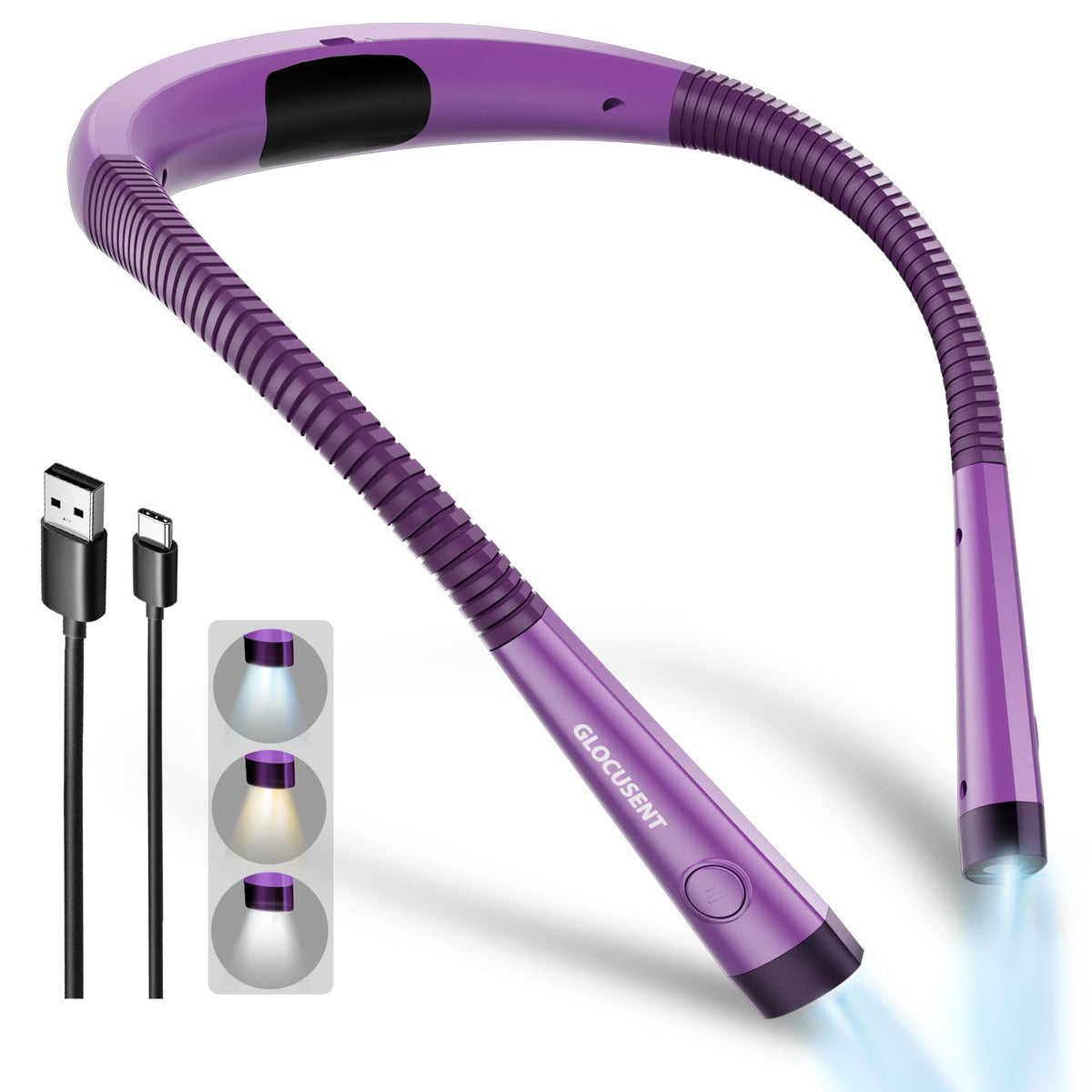 Glocusent Book Light, 80-Hr Rechargeable Reading Light, Bendable Neck Light 🍁 All In One Marketplace Canada