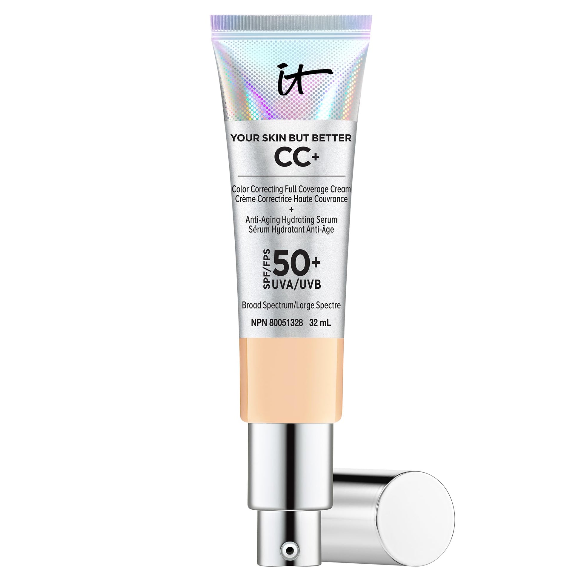 IT Cosmetics Your Skin But Better CC+ Cream, Light Medium (W) - Color Correcting Cream, Full-Coverage Foundation, Anti-Aging Serum & SPF 50+ Sunscreen - Natural Finish - 1.08 fl oz IT Cosmetics
