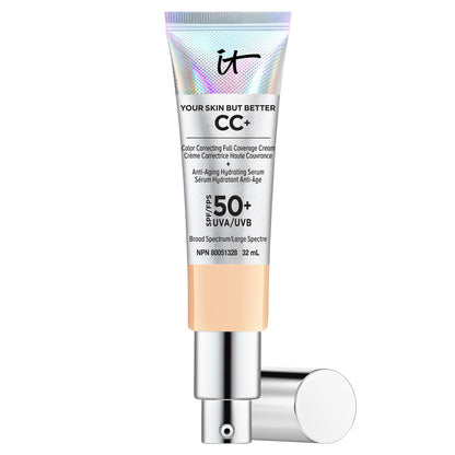 IT Cosmetics Your Skin But Better CC+ Cream, Light Medium (W) - Color Correcting Cream, Full-Coverage Foundation, Anti-Aging Serum & SPF 50+ Sunscreen - Natural Finish - 1.08 fl oz IT Cosmetics