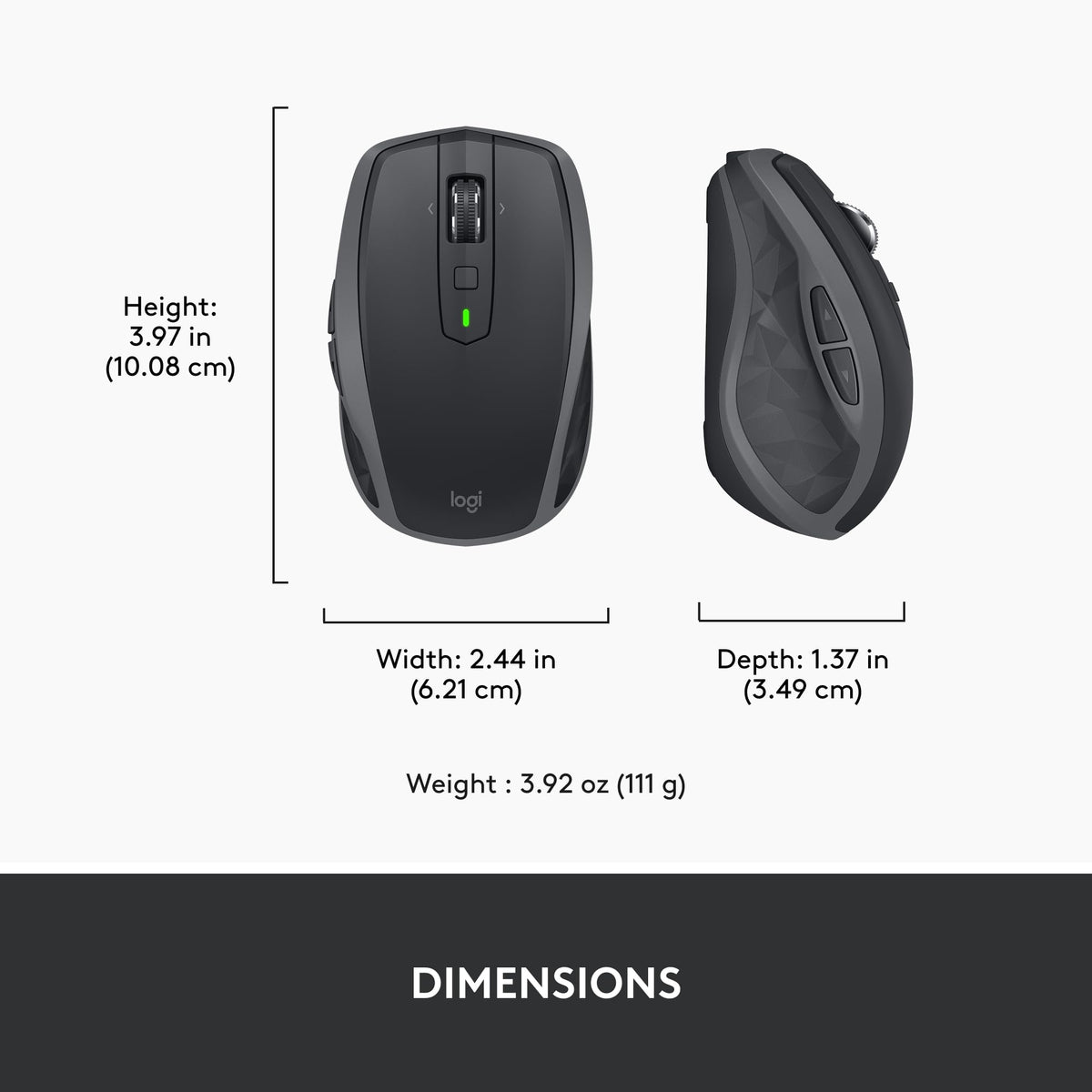 Logitech MX Anywhere 2S Bluetooth Edition Compact Wireless Mouse No USB