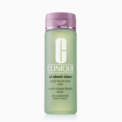 Clinique 3-Step All About Clean Liquid Gentle Facial Cleanser Soap For Dry Combination Skin Types, Mild, 200ml - Available at All In One Marketplace Canada