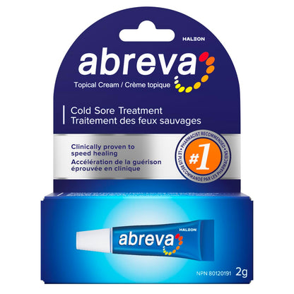 Crème Abreva Traitement de l'herpès labial, Guérit votre herpès labial en 4,1 jours*, Contient du docosanol pour protéger les cellules saines contre le virus, 2 g