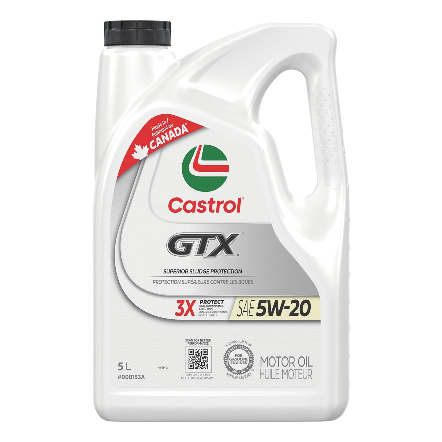 Castrol GTX Conventional 5W-20 Motor Oil, 5 Litres | Made in Canada Castrol
