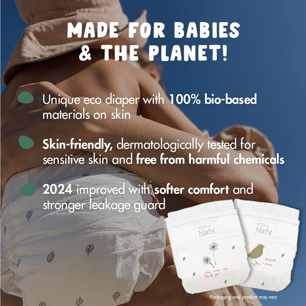 Naty Baby Diapers - 100% Plant-Based Materials on Skin, Extra Soft, for Sensitive Skin & Super Absorbent (Size 4, 88 Count) 🍁 All In One Marketplace Canada