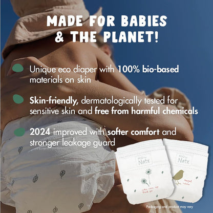 Naty Baby Diapers - 100% Plant-Based Materials on Skin, Extra Soft, for Sensitive Skin & Super Absorbent (Size 4, 88 Count) 🍁 All In One Marketplace Canada