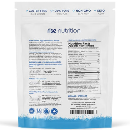 Rise Nutrition 100% Egg White Protein Powder – Pure, Single-Ingredient Formula – 8 oz (240g)