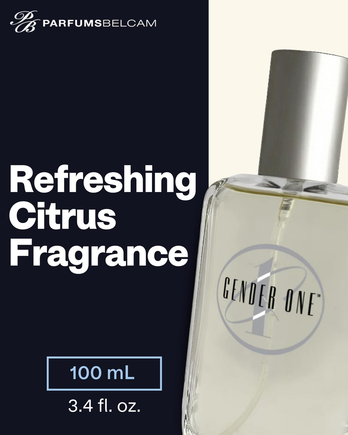 PB ParfumsBelcam Gender One Eau de Toilette Spray for Men & Women - Fresh Citrus & Green Tea Scent with Bergamot, Cardamom, Jasmine & Musk, Long-Lasting Unisex Perfume, Affordable Perfume – 3.4 Fl Oz