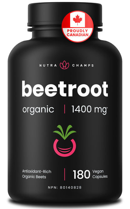 Organic Beetroot Capsules – 180 Count - Beet Root Supplement For Women & Men – Beetroot Juice Alternative – Nitric Oxide & Circulation Support – Antioxidant Beetroot Supplement - 1,400mg per Serving - Available at All In One Marketplace Canada