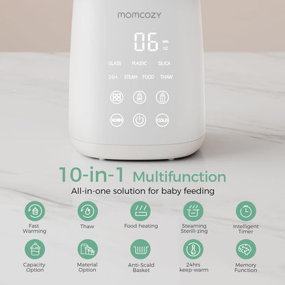 Momcozy Smart Baby Bottle Warmer & Steam Bottle Sterilizer, Fast Baby Milk Warmer with Accurate Temperature Control and Automatic Shut-Off, Multifunctional Bottle Warmers for Breastmilk or Formula