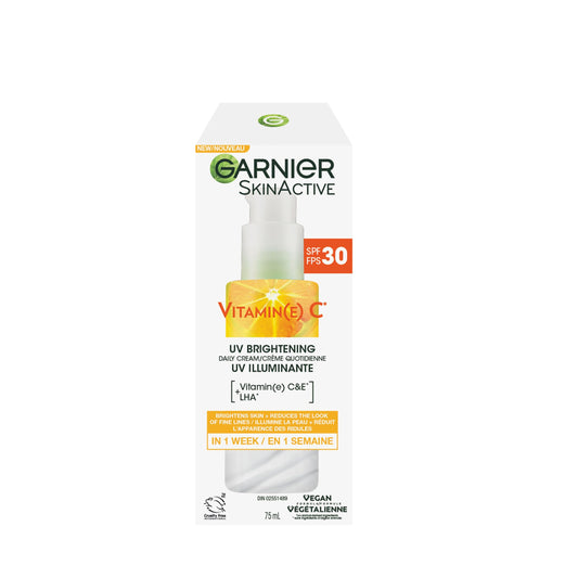 Garnier Face Sunscreen SkinActive Vitamin C UV Brightening Daily Cream SPF 30, Brightening & Protection, Lightweight Moisturizer, UV Defense with Vitamin C, 75ml