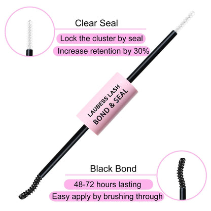 Lash Extension Kit 20D+40D Clusters With Bond and Seal - Waterproof DIY Eyelash Extension Set With Tweezers (Set 20D/40D-0.07D-9-16Mix)