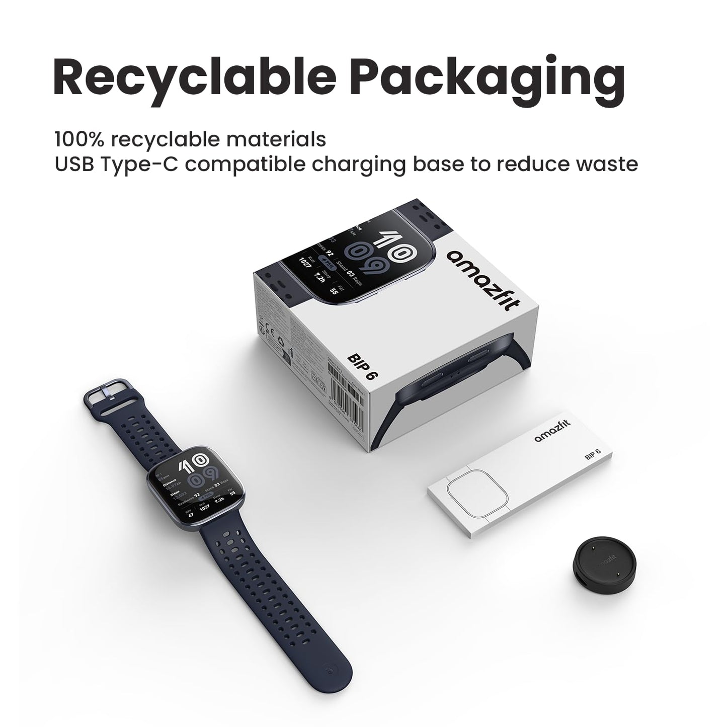 Amazfit Bip 6 Smart Watch 46mm, 14 Day Battery, 1.97" AMOLED Display, GPS & Free Maps, AI, Bluetooth Call & Text, Health, Fitness & Sleep Tracker, 140+ Workout Modes, 5 ATM Water-Resistance, Black - Available at All In One Marketplace Canada