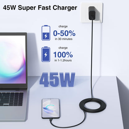 45W USB C Charger for Samsung Galaxy S25/S24/S26 Ultra,3FT/6FT/10FT USB C Cable and USB C Fast Charger Blcok for Samsung Galaxy S23 S22 Ultra/S21,Fast Charging Cable for iPhone 17 16/iPad Pro