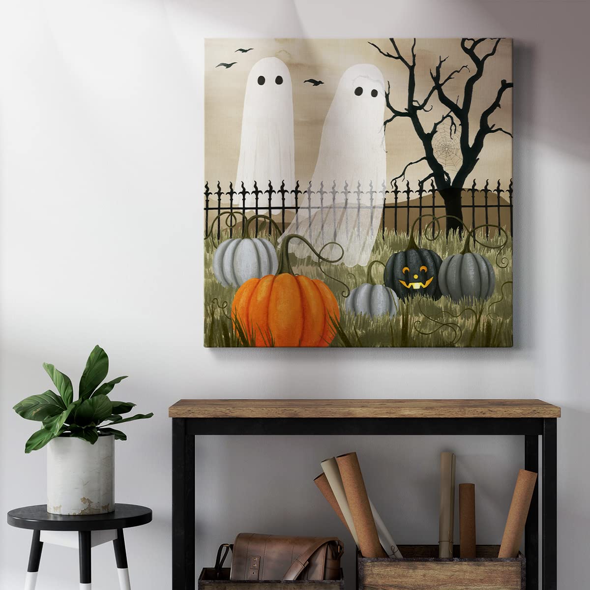 Renditions Gallery Modern Canvas Wall Art Pictures for Office Decorations Halloween Hunted Pumpkin Patch Premium Wall Hanging Wooden Artwork for Livingroom Kitchen Paintings - 10"X10" LT508