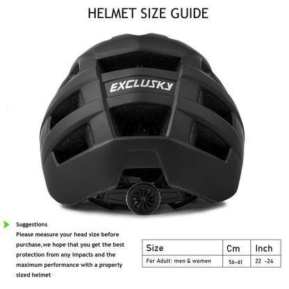 Bike Helmet, Exclusky Mountain Bike Helmet Men Women Lightweight Breathable Adjustable Adult Bicycle Cycle MTB Helmet 56-61cm