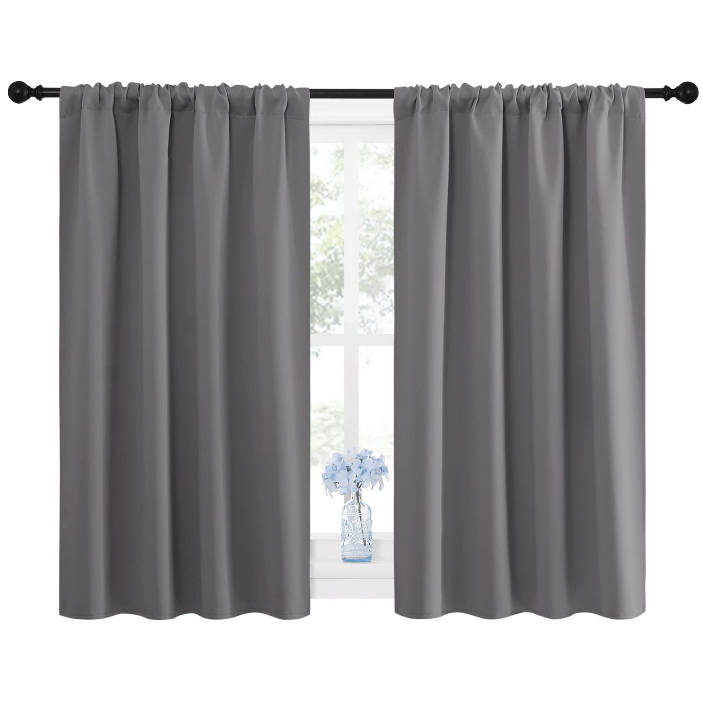 NICETOWN Blackout Kitchen Curtains 45 Inches Long, W42 x L45, Grey 🍁 All In One Marketplace Canada