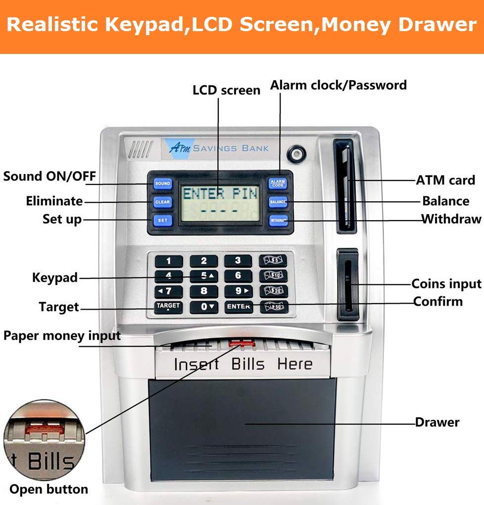 Canadian Dollars ATM Piggy Bank for Kids with Card and Coins Identification 🍁 All In One Marketplace Canada