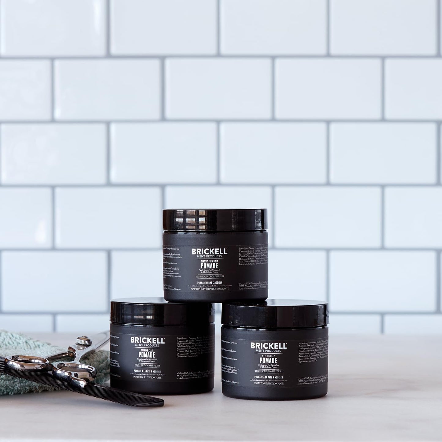 Brickell Men’s Styling Clay Pomade For Men, Natural & Organic with Strong Hold & Matte Finish, Product for Modern Hairstyles, 2 Ounces, Scented - Available at All In One Marketplace Canada