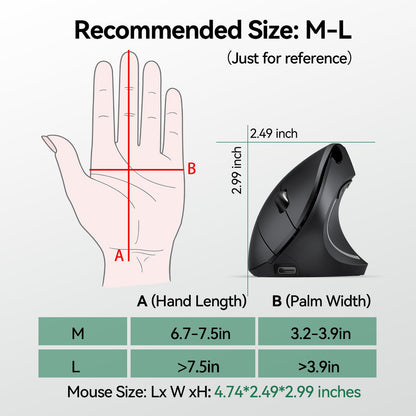 TECKNET Ergonomic Mouse, Rechargeable Vertical Ergo Mouse Wireless, Silent 2.4GHz 6 Buttons Optical Carpal Tunnel Mouse, 5 Adjustment Levels, Up to 4800DPI Wireless Mouse for Laptop, Desktop, PC - Available at All In One Marketplace Canada