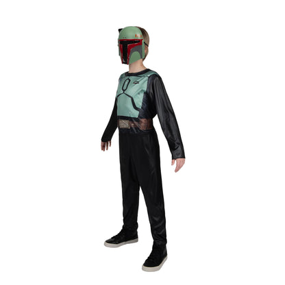 Costume d'Halloween officiel Star Wars Boba Fett pour enfant - Combinaison imprimée avec masque en plastique (G) noir