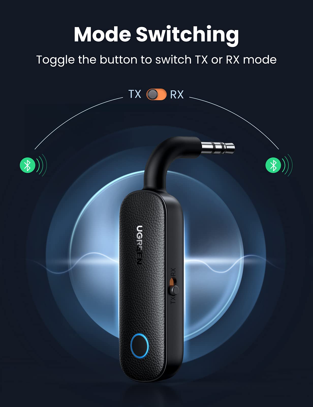 UGREEN Bluetooth 5.4 Transmitter and Receiver for Car TV Airplane, 2 in 1 Wireless 3.5mm Bluetooth Aux Adapter, Dual Devices Paired, Compatible with Car TV Airplane Home Stereo Headphones and More