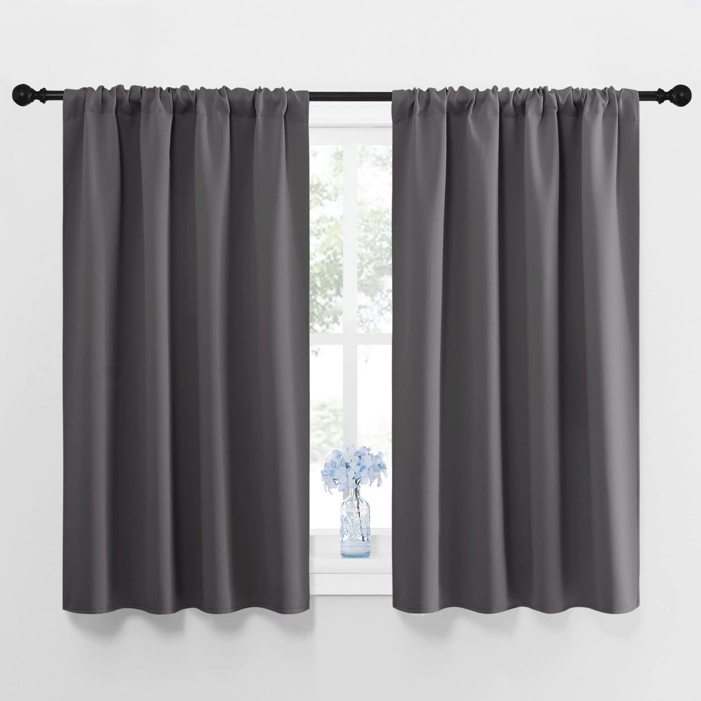 NICETOWN Blackout Kitchen Curtains 45 Inches Long, W42 x L45, Grey 🍁 All In One Marketplace Canada