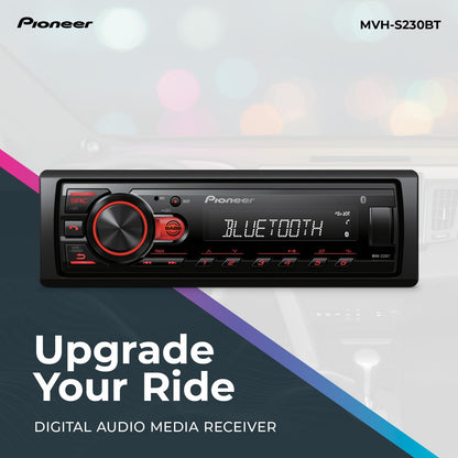 Pioneer MVH-S230BT 1-Din Digital Media Receiver – Bluetooth, USB, 50W x 4 Output, AM/FM Radio, iPhone/Android Compatible, Front/SW (Mono) Selectable RCA Output PIONEER
