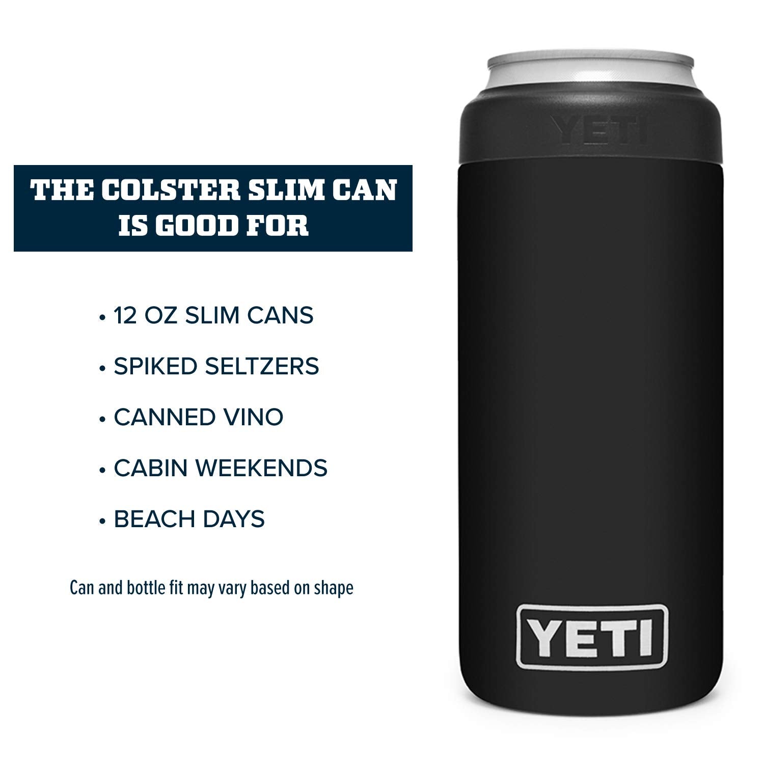 YETI Rambler 12 oz. Colster Slim Can Insulator for The Slim Hard Seltzer Cans, Black - Available at All In One Marketplace Canada