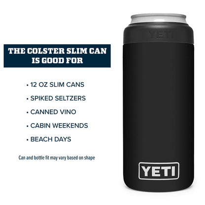 YETI Rambler 12 oz. Colster Slim Can Insulator for The Slim Hard Seltzer Cans, Black - Available at All In One Marketplace Canada