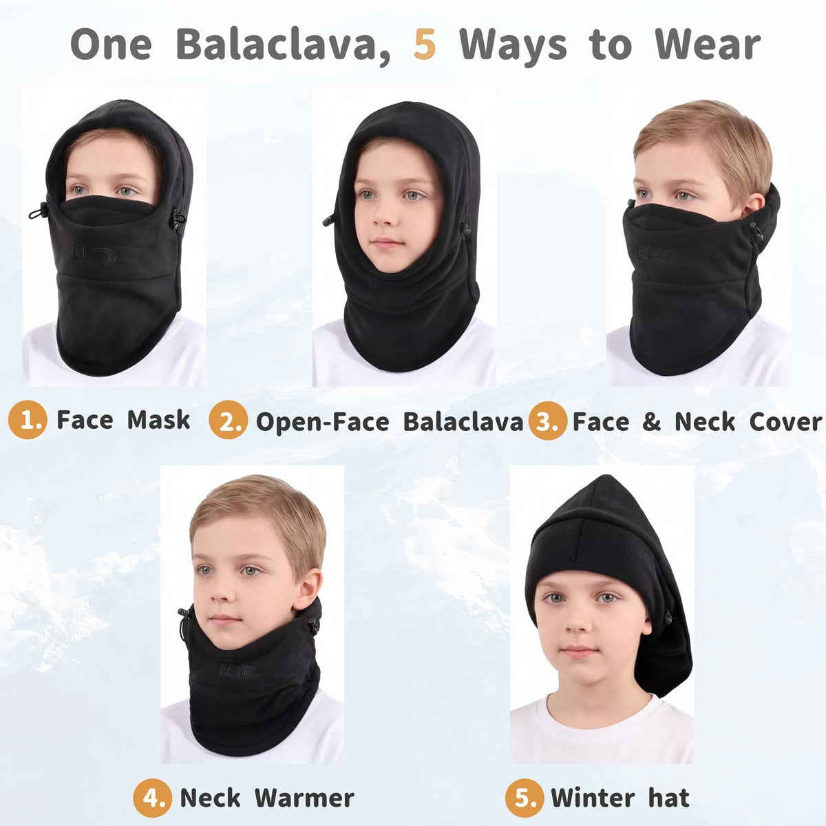 Azarxis Kids Fleece Balaclava Ski Face Scarfare Gaiter Mask Windproof Thicken Winter Hat Neck Warmer for Boys Girls (Light Purple) 🍁 All In One Marketplace Canada