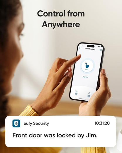 eufy Security Smart Lock C220, Fingerprint Keyless Entry Door Lock, Built-in Wi-Fi, App Remote Control, Front Door Smart Lock Deadbolt, 8Months Battery, Reliable Power, IP53 Waterproof, BHMA Grade 3 - Available at All In One Marketplace Canada