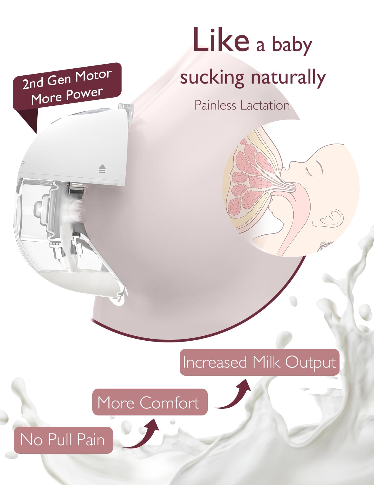 Momcozy M5 Smart App Control Hands Free Breast Pump, Double Wearable Breast Pump of Baby Mouth Double-Sealed Flange with 3 Modes & 9 Levels, Electric Pump Portable - 24mm, 2 Pack, Cozy Red
