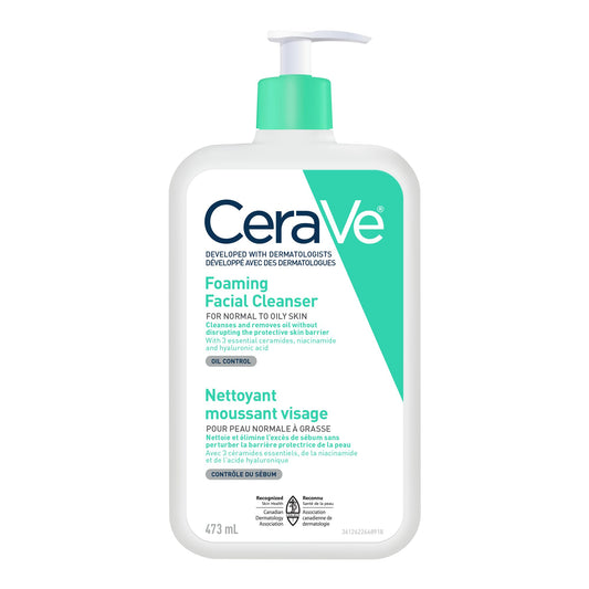 CeraVe Foaming Face Wash, Gentle Face Cleanser for Men & Women with Hyaluronic Acid, Niacinamide, Ceramides. Makeup Remover for oily skin, Fragrance-Free, Non-Comedogenic, Sensitive Skin, 473ML